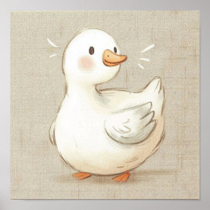 Poster Arte de Parede Berçário Patozinho Feliz Animalzinh
