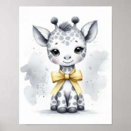 Poster Arte de Parede Berçário Selva Girafa