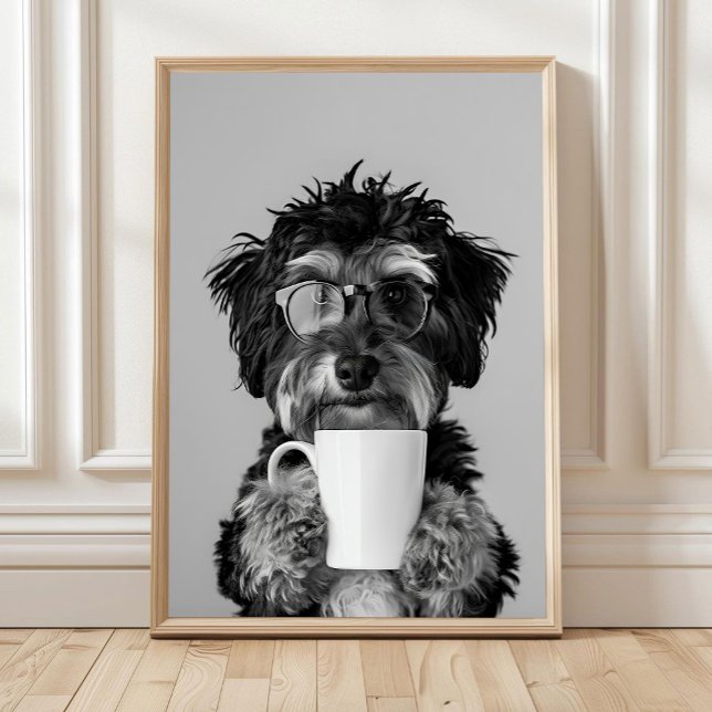 Poster Arte de Parede Bernedoodle e Café, Preto e Branco (Criador carregado)