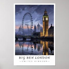 Poster Arte de Parede Big Ben Londres Reino Unido, Paisag