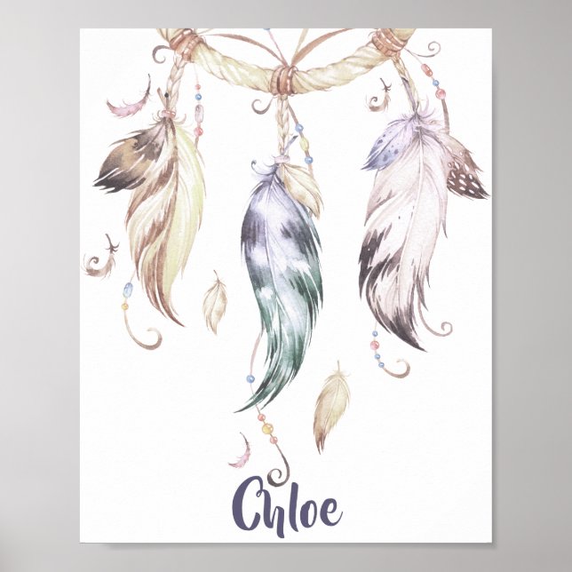 Poster Arte de Parede Boho Feather Dream Catcher (Frente)