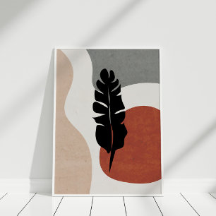 Poster Arte de Parede Botânica Abstrata em Terracota Mode