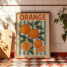 Arte de Parede Botânica de Laranja Vintage | Cozin