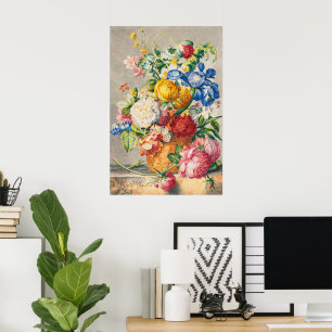 Poster Arte de Parede Botânica Floral Pastel Elegante Vin