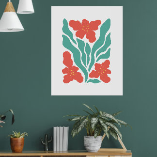 Poster Arte de Parede Botânico Floral Colorido Escandinav