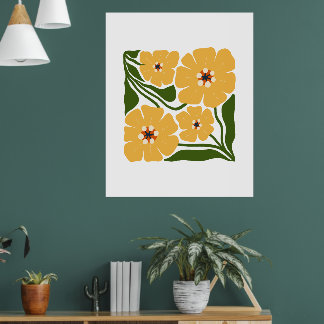 Poster Arte de Parede Botânico Floral Vintage Escandinavo