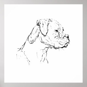 Poster Arte de Parede Boxer Ink – Desenho Minimalista de 