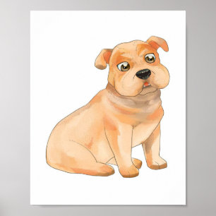 Poster Arte de Parede Bulldog Adorável   Presente do pro