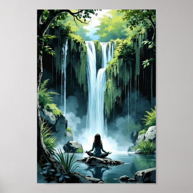 Poster Arte de Parede Cachoeira Serena de Anime (Frente)