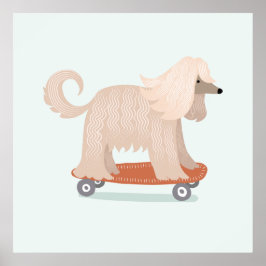 Poster Arte de Parede Cachorro Skate