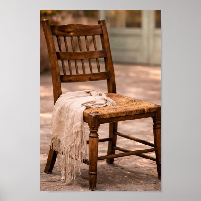 Poster Arte de Parede Cadeira Rústica de Campo Francês (Frente)