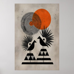 Poster Arte de Parede Caprichosa de Aviário Pássaros Trib