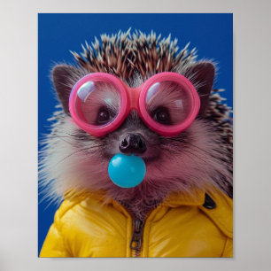 Poster Arte de Parede Caprichosa deouriço Cute Bubblegum