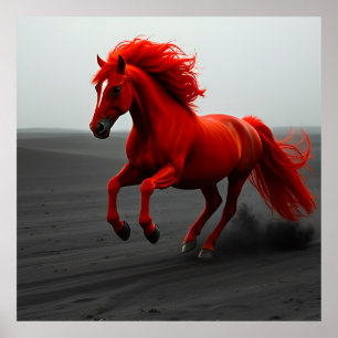 Poster Arte de Parede Cavalo Galopando Poderoso   Equestr