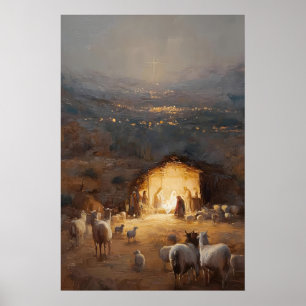 Poster Arte de Parede Cena de Natal Arte de Natal Jesus