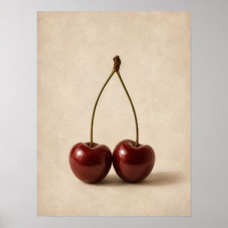 Poster Arte de Parede Cereja Mínima | Cartaz Coquete Neut