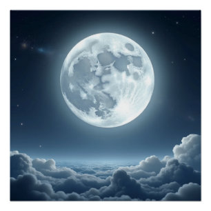 Póster Arte de Parede Céu ao Luar – Noite Lunar Serena