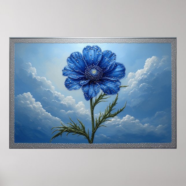 Poster 🌼 Arte de Parede Céu Flor Azul para Decoração de  (Frente)