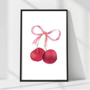Poster Arte de Parede Cherry & Bow – Cartaz 12x18