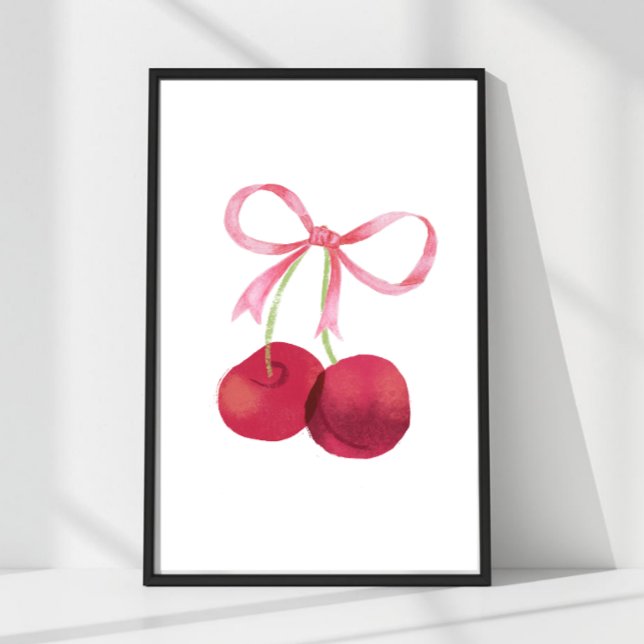 Poster Arte de Parede Cherry & Bow – Cartaz 12x18 (Mix & match sizes: Cherry & Bow wall art in 24x36, 16x24, 12x18, 8x12 & 4x6.)
