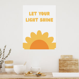 Poster Arte de Parede Citação Brilho do Girassol Amarelo