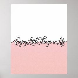 Poster Arte de Parede Citação Enjoy Life Rosa e Branco