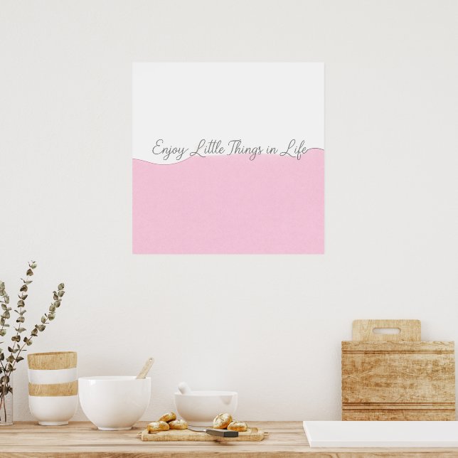 Poster Arte de Parede Citação Enjoy Life Rosa e Branco (Cozinha)