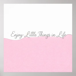 Poster Arte de Parede Citação Enjoy Life Rosa e Branco