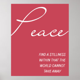 Poster Arte de Parede Citação Inspiradora de Paz Vermelha