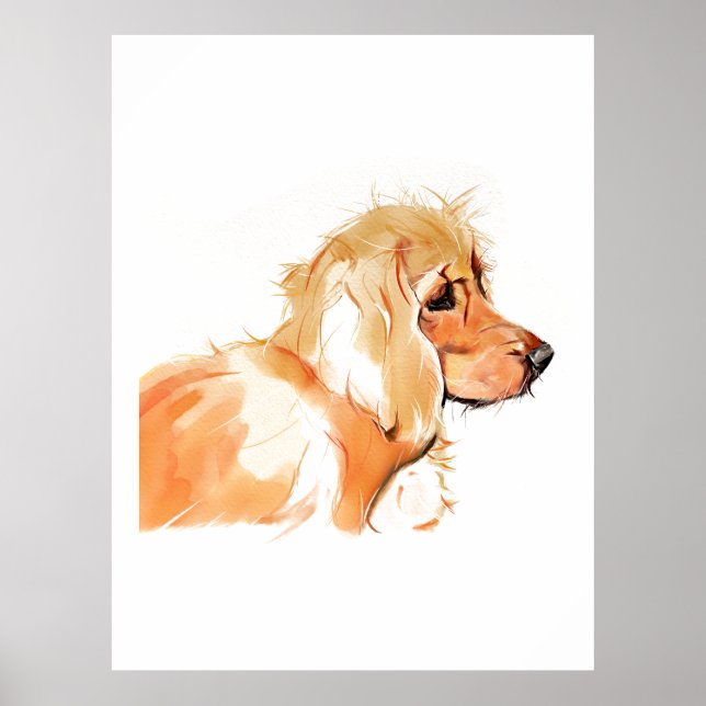 Poster Arte de Parede Cocker Spaniel, Pintura em Aquarela (Frente)