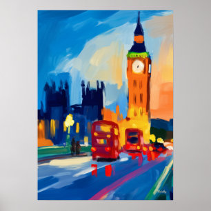Poster Arte de Parede Colorida da Silhueta de Londres Fau