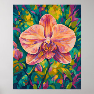 Poster Arte de Parede Colorida Flor de Orquídea Vibrante