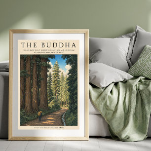 Poster Arte de Parede com Citação de Buda Paisagem Flor
