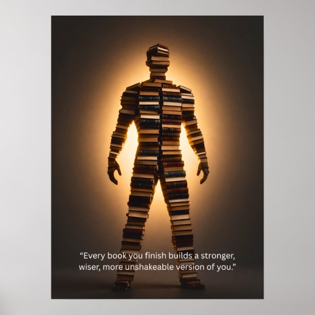 Poster Arte de Parede com Citação Inspiradora de Leitura (Frente)