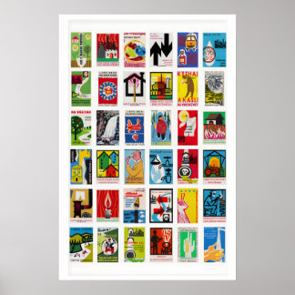 Poster Arte de Parede com Etiquetas Retro de Caixa de Fós