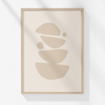 Arte de Parede com Formas Abstratas Neutras Minima