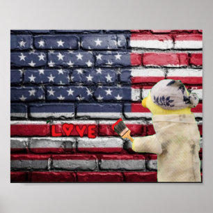 Poster Arte de parede com grafite Amor EUA.