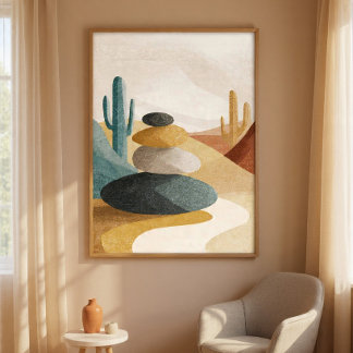 Poster Arte de Parede com Pilha de Pedras do Deserto para
