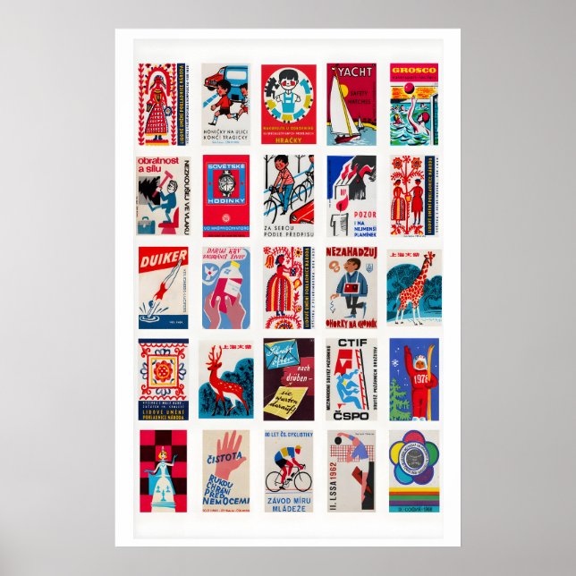 Poster Arte de parede com rótulos de caixa de fósforos ve (Frente)