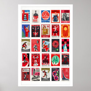 Poster Arte de parede com rótulos de caixas de fósforos r