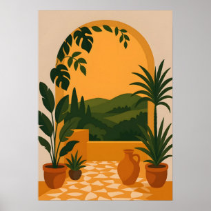 Poster Arte de Parede com Vista do Jardim Arqueado Medite