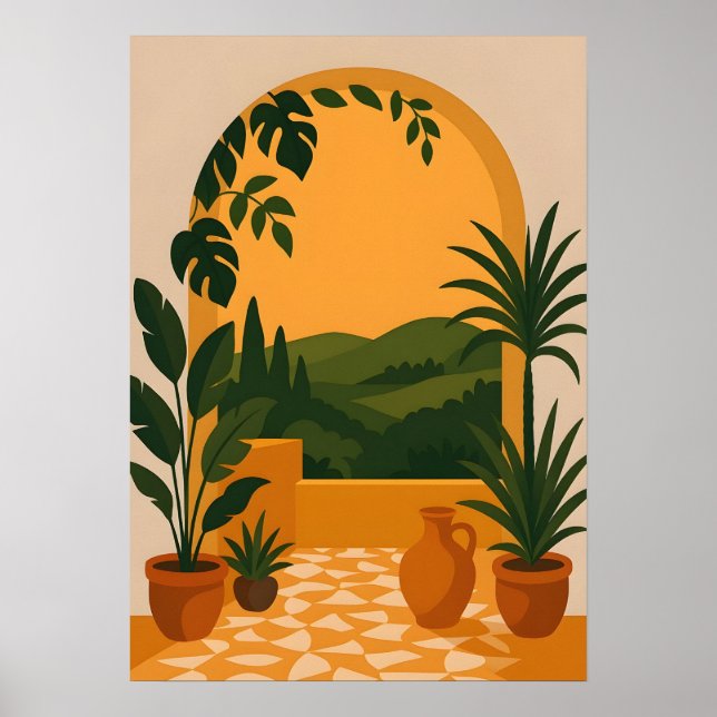 Poster Arte de Parede com Vista do Jardim Arqueado Medite (Frente)