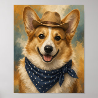 Poster Arte de Parede Corgi — Retrato de Pequeno Cowboy c