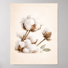 Poster Arte de Parede Cotton Branch | Minimal Neutro Farm