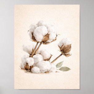 Poster Arte de Parede Cotton Branch   Minimal Neutro Farm