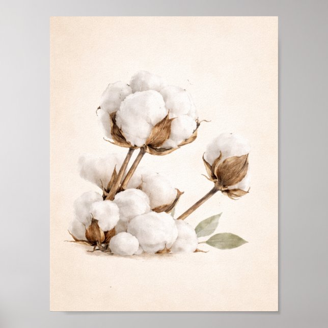 Poster Arte de Parede Cotton Branch | Minimal Neutro Farm (Frente)