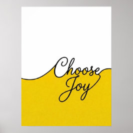 Poster Arte de Parede Cursiva Amarelo e Branco Escolha Al