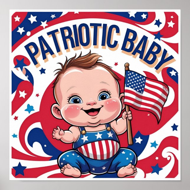 Poster Arte de Parede da Bandeira Americana para Quarto d (Frente)