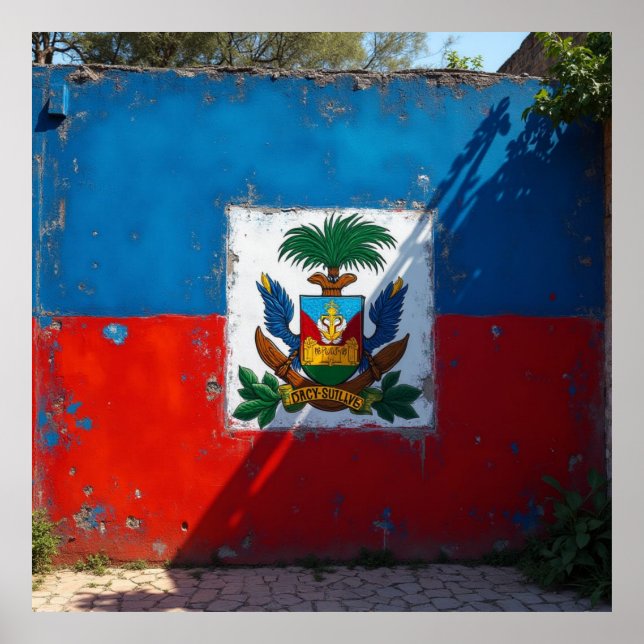 Poster arte de parede da bandeira haitiana (Frente)
