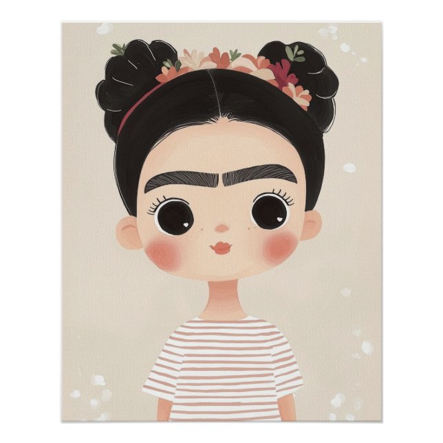 Póster Arte de Parede da Bebê Frida, Decoração de Berçári (Frente)